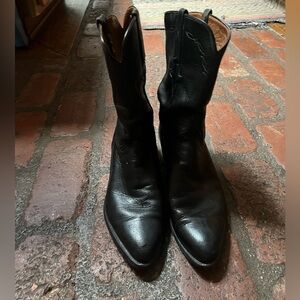 Lucchese Black Leather Boots with Brown Interior